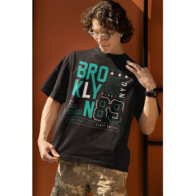 T SHIRT brroklyn 87 NOIR AVEC UN DESIGN MODERN FIT ET STYLE UNIQUE