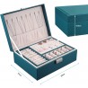 Coptiner Boîte à Bijoux pour Femme filles, Coffret à Bijoux en Cuir Verrouillable de 2 Couches, Organisateur à Bijoux Rangement