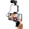 Mobility Lab - ML305578 - Kit Vlogging - Trépied spécial ou poignée - Support Smartphone Universel - Lumière vidéo - Microphone