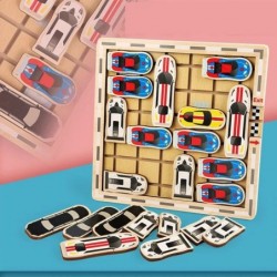 Wooden Sliding Block Puzzle, Klotski Cartoon Car Puzzle, Stem Toys Gift for Kids Boys