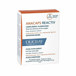 Ducray Anacaps Reactiv Complément Cheveux & Ongles Force, Résistance & Volume – 30 Capsules